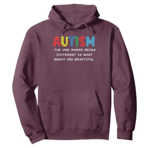 Autism Awareness Hoodie Different Makes You Beautiful ASD Month Support TS10 Maroon Print Your Wear