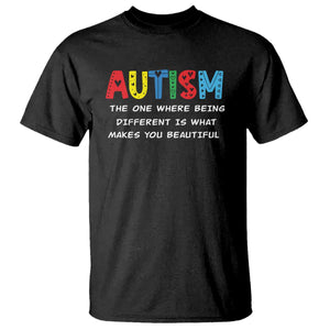 Autism Awareness T Shirt Different Makes You Beautiful ASD Month Support TS10 Black Print Your Wear