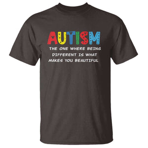 Autism Awareness T Shirt Different Makes You Beautiful ASD Month Support TS10 Dark Chocolate Print Your Wear