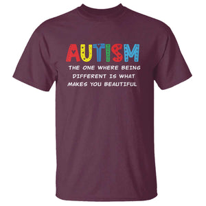 Autism Awareness T Shirt Different Makes You Beautiful ASD Month Support TS10 Maroon Print Your Wear