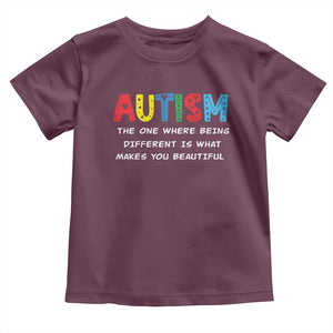 Autism Awareness Toddler T Shirt Different Makes You Beautiful ASD Month Support TS10 Maroon Print Your Wear