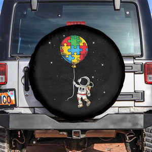 Autism Awareness Astronaut Spare Tire Cover Puzzle Pieces Balloon Space Autistic TS10 No hole Black Print Your Wear