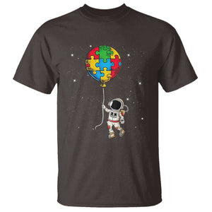 Autism Awareness Astronaut T Shirt Puzzle Pieces Balloon Space Autistic TS10 Dark Chocolate Print Your Wear