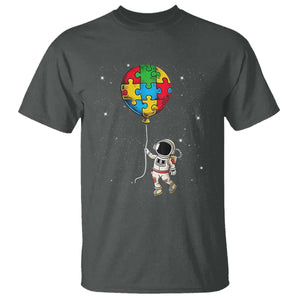 Autism Awareness Astronaut T Shirt Puzzle Pieces Balloon Space Autistic TS10 Dark Heather Print Your Wear