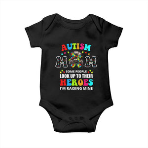 Autism Mom Baby Onesie Raising Hero Messy Bun Autism Awareness TS10 Black Print Your Wear