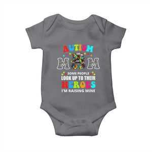 Autism Mom Baby Onesie Raising Hero Messy Bun Autism Awareness TS10 Charcoal Print Your Wear