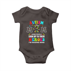 Autism Mom Baby Onesie Raising Hero Messy Bun Autism Awareness TS10 Dark Chocolate Print Your Wear
