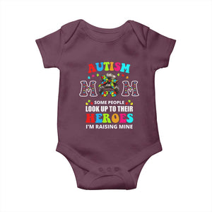 Autism Mom Baby Onesie Raising Hero Messy Bun Autism Awareness TS10 Maroon Print Your Wear