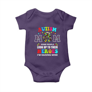 Autism Mom Baby Onesie Raising Hero Messy Bun Autism Awareness TS10 Purple Print Your Wear