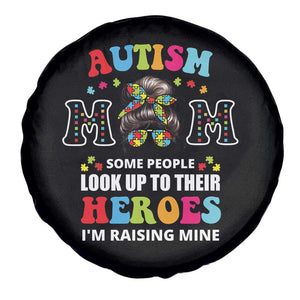 Autism Mom Spare Tire Cover Raising Hero Messy Bun Autism Awareness TS10 Print Your Wear