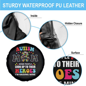 Autism Mom Spare Tire Cover Raising Hero Messy Bun Autism Awareness TS10 Print Your Wear