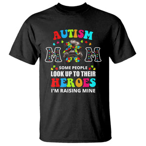 Autism Mom T Shirt Raising Hero Messy Bun Autism Awareness TS10 Black Print Your Wear
