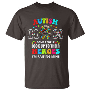 Autism Mom T Shirt Raising Hero Messy Bun Autism Awareness TS10 Dark Chocolate Print Your Wear