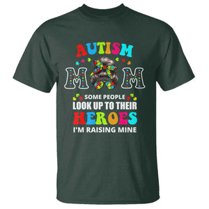 Autism Mom T Shirt Raising Hero Messy Bun Autism Awareness TS10 Dark Forest Green Print Your Wear