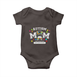 Autism Mom Baby Onesie Much Stronger Messy Bun ASD Autism Awareness TS10 Dark Chocolate Print Your Wear