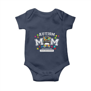 Autism Mom Baby Onesie Much Stronger Messy Bun ASD Autism Awareness TS10 Navy Print Your Wear