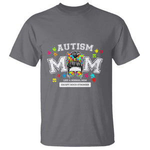 Autism Mom T Shirt Much Stronger Messy Bun ASD Autism Awareness TS10 Charcoal Print Your Wear