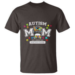 Autism Mom T Shirt Much Stronger Messy Bun ASD Autism Awareness TS10 Dark Chocolate Print Your Wear