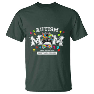 Autism Mom T Shirt Much Stronger Messy Bun ASD Autism Awareness TS10 Dark Forest Green Print Your Wear