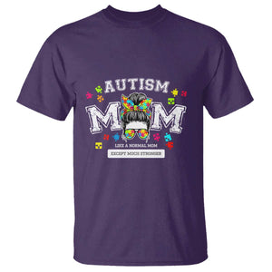 Autism Mom T Shirt Much Stronger Messy Bun ASD Autism Awareness TS10 Purple Print Your Wear