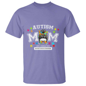 Autism Mom T Shirt Much Stronger Messy Bun ASD Autism Awareness TS10 Violet Print Your Wear