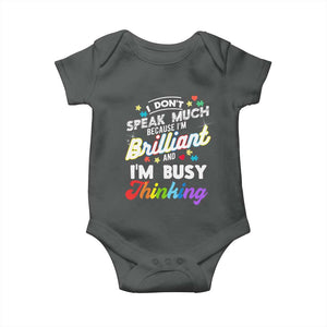 Autism Awareness Baby Onesie I Dont Speak Much Brilliant ASD Autistic Pride TS10 Dark Heather Print Your Wear