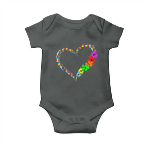 Autism Awareness Love Heart Puzzle Piece Baby Onesie TS10 Dark Heather Print Your Wear