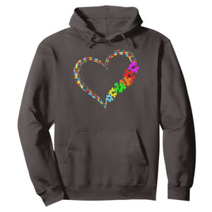 Autism Awareness Love Heart Puzzle Piece Hoodie TS10 Dark Chocolate Print Your Wear