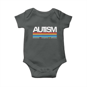 Retro Autism Awareness Acceptance Baby Onesie TS10 Dark Heather Print Your Wear