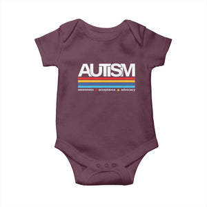 Retro Autism Awareness Acceptance Baby Onesie TS10 Maroon Print Your Wear