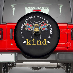 Autism Awareness Spare Tire Cover In A World Where You Can Be Anything Bee Kind Puzzle Pieces TS10 Black Print Your Wear