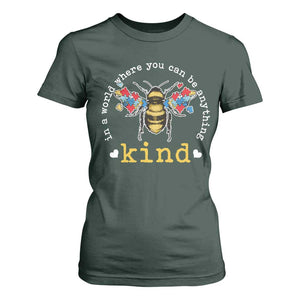 Autism Awareness T Shirt For Women In A World Where You Can Be Anything Bee Kind Puzzle Pieces TS10 Dark Forest Green Print Your Wear