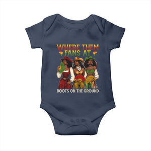 Where Them Fans At Boots On The Ground Baby Onesie Black African American Cowgirl Western Country Rodeo TS10 Navy Print Your Wear