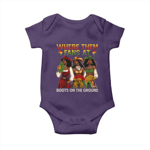 Where Them Fans At Boots On The Ground Baby Onesie Black African American Cowgirl Western Country Rodeo TS10 Purple Print Your Wear