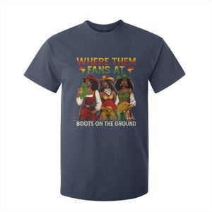 Where Them Fans At Boots On The Ground T Shirt For Kid Black African American Cowgirl Western Country Rodeo TS10 Navy Print Your Wear