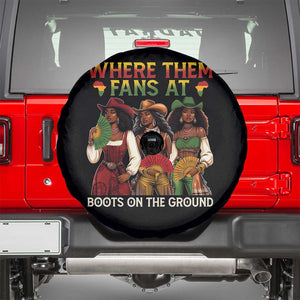Where Them Fans At Boots On The Ground Spare Tire Cover Black African American Cowgirl Western Country Rodeo TS10 Black Print Your Wear