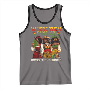 Where Them Fans At Boots On The Ground Tank Top Black African American Cowgirl Western Country Rodeo TS10 Deep Heather Black Print Your Wear