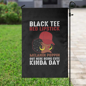 Funny African American Afro Queen Garden Flag Black Tee Red Lipstick Melanin Poppin Out Here Being Cute TS10 Print Your Wear