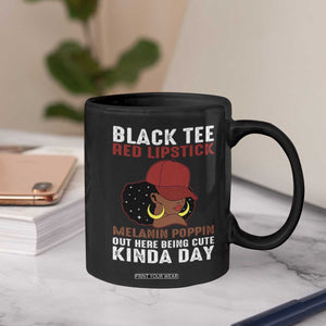 Funny African American Afro Queen Coffee Mug Black Tee Red Lipstick Melanin Poppin Out Here Being Cute TS10 Print Your Wear