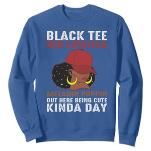 Funny African American Afro Queen Sweatshirt Black Tee Red Lipstick Melanin Poppin Out Here Being Cute TS10 Royal Blue Print Your Wear
