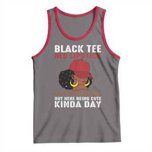Funny African American Afro Queen Tank Top Black Tee Red Lipstick Melanin Poppin Out Here Being Cute TS10 Deep Heather Red Print Your Wear