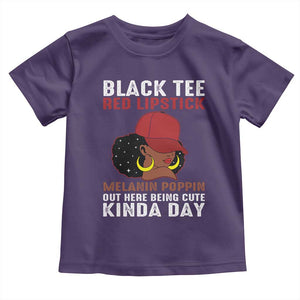 Funny African American Afro Queen Toddler T Shirt Black Tee Red Lipstick Melanin Poppin Out Here Being Cute TS10 Purple Print Your Wear