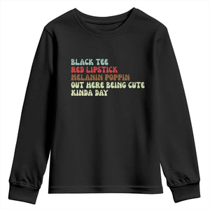 Melanin Poppin Black Girl Pride Youth Sweatshirt Funny Juneteenth Saying Afro Black Women Queen TS10 Black Print Your Wear