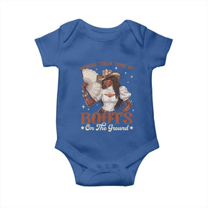 Black Cowgirl Baby Onesie Where Them Fans At Boots On The Ground TS10 Royal Blue Print Your Wear