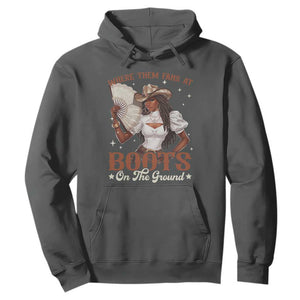 Black Cowgirl Hoodie Where Them Fans At Boots On The Ground TS10 Dark Heather Print Your Wear