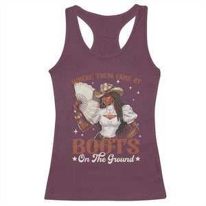 Black Cowgirl Racerback Tank Top Where Them Fans At Boots On The Ground TS10 Maroon Print Your Wear