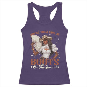 Black Cowgirl Racerback Tank Top Where Them Fans At Boots On The Ground TS10 Purple Print Your Wear