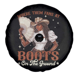 Black Cowgirl Spare Tire Cover Where Them Fans At Boots On The Ground TS10 Print Your Wear