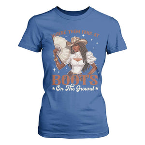 Black Cowgirl T Shirt For Women Where Them Fans At Boots On The Ground TS10 Royal Blue Print Your Wear