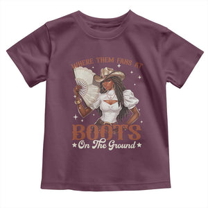 Black Cowgirl Toddler T Shirt Where Them Fans At Boots On The Ground TS10 Maroon Print Your Wear
